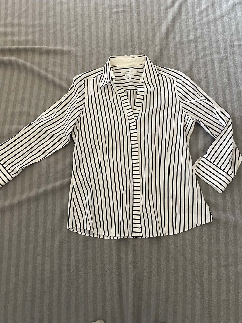 Foxcroft White Shirt with Navy Stripes